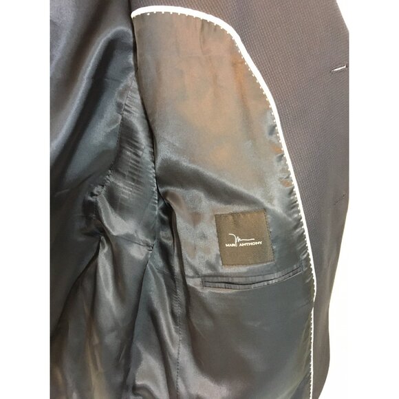 Mens Blazer Marc Anthony Size 44 Long Sport Coat Business Navy Blue Wool Blend N - Picture 8 of 16